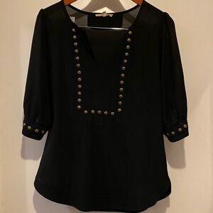 41 Hawthorn Black Blouse with Gold Accents
